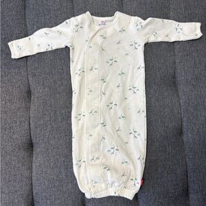 Magnetic Me Cream Sleep Sack with Green Floral Pattern